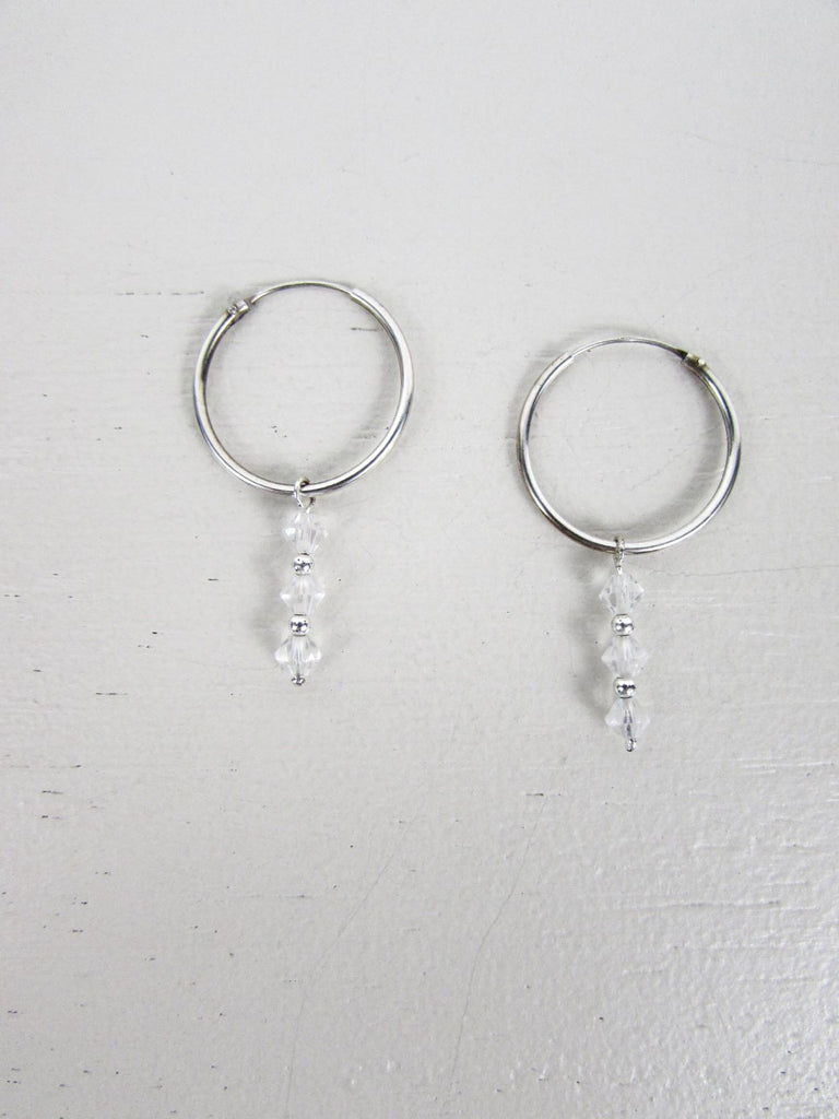Silver earrings with 3 crystals